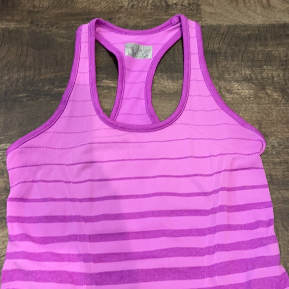 Athleta Purple Striped Ruched Racer Back Tank - Picture 2 of 4